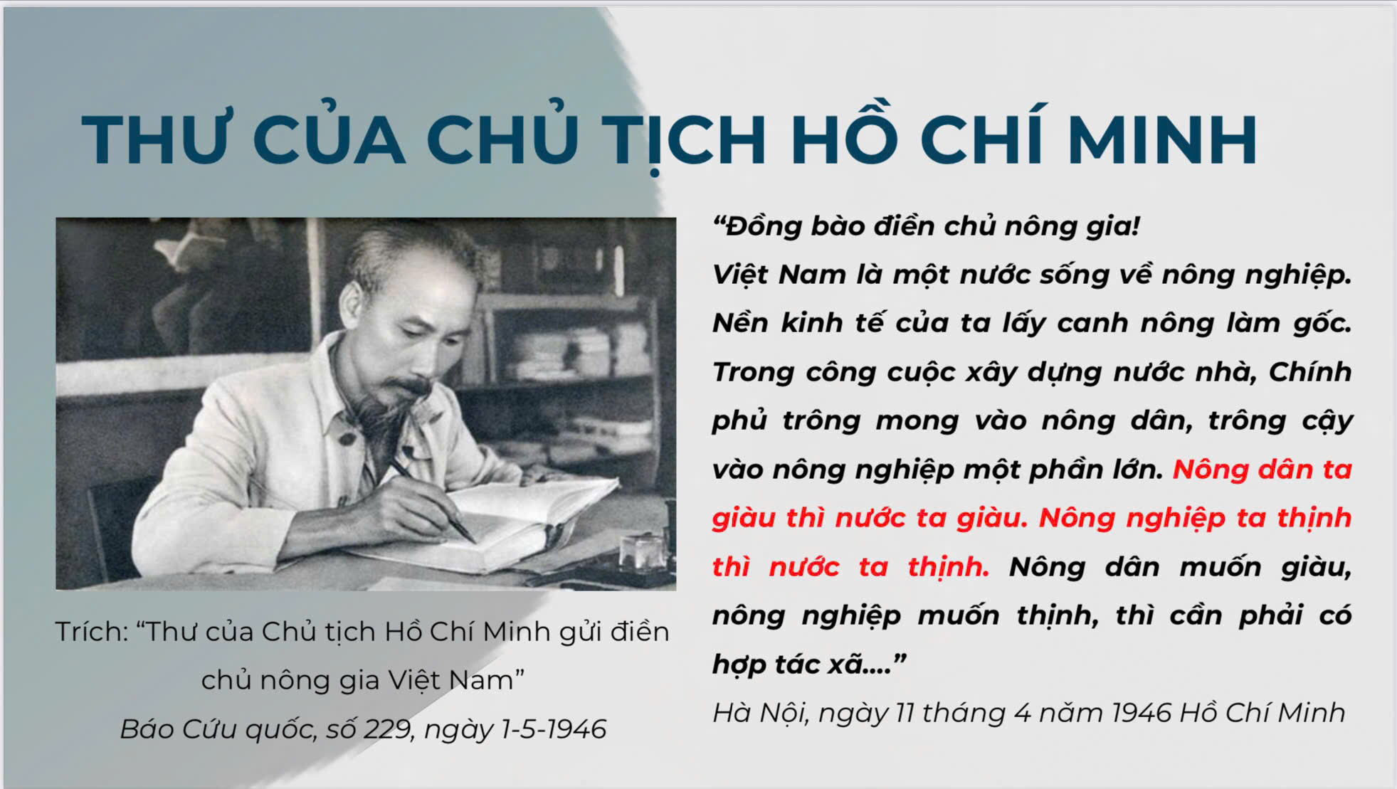 Thư Bác Hồ gửi nông gia